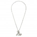 Wholesale paperclip Chain Link Necklace Metal Shells Pearl Toggle Clasp Pendant