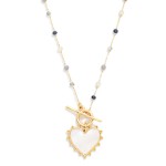 Wholesale chain Link Necklace Bead Stations Pearlescent Heart Pendant L