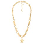 Wholesale multi Link Chain Link Necklace Hammered Star Pendant L Extender L