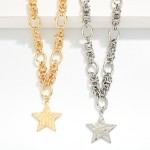 Wholesale multi Link Chain Link Necklace Hammered Star Pendant L Extender L