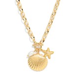 Wholesale chain Link Necklace Metal Shell Starfish Pendant L