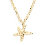 Wholesale chain Link Necklace Hammered Metal Starfish Pendant L