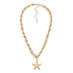 Wholesale oval Chain Link Necklace Hammered Star Pendant L Extender L