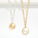 Wholesale paperclip Chain Link Necklace Two Circle Border Pendant L Extender L