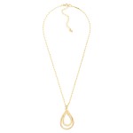 Wholesale metal Chain Link Necklace Textured Nesting Teardrop Pendant L Extender