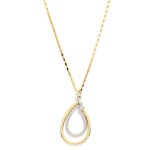 Wholesale metal Chain Link Necklace Textured Nesting Teardrop Pendant L Extender
