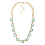 Wholesale chain Link Necklace Glitter Resin Squared Stations L