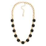 Wholesale chain Link Necklace Glitter Resin Squared Stations L