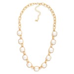 Wholesale chain Link Necklace Glitter Resin Squared Stations L