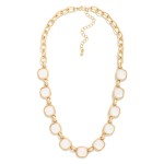 Wholesale chain Link Necklace Glitter Resin Squared Stations L