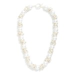 Wholesale beaded Necklace Pearl Metal Rings Stations Toggle Clasp L