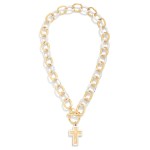 Wholesale hammered Chain Link Necklace Toggle Clasp Cross Pendants L