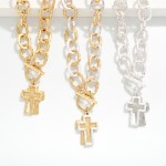 Wholesale hammered Chain Link Necklace Toggle Clasp Cross Pendants L
