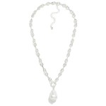 Wholesale horsebit Link Chain Link Necklace Baroque Pearl Pendant Gold Dipped L