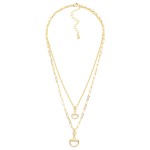 Wholesale layered Chain Link Necklace Horsebit Pendants Gold Dipped L Extender L