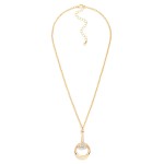 Wholesale chain Link Necklace Pave Rhinestones Horsebit Pendant L Extender L Gol