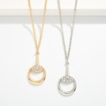 Wholesale chain Link Necklace Pave Rhinestones Horsebit Pendant L Extender L Gol