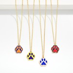 Wholesale chain Link Necklace Enamel Paw Print Pendant L Extender L