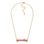 Wholesale paperclip Chain Link necklace Enamel Gameday Pendant L Extender L