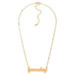 Wholesale paperclip Chain Link necklace Enamel Gameday Pendant L Extender L