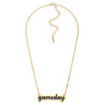 Wholesale paperclip Chain Link necklace Enamel Gameday Pendant L Extender L