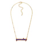Wholesale paperclip Chain Link necklace Enamel Gameday Pendant L Extender L