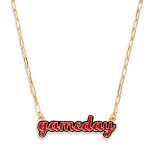 Wholesale paperclip Chain Link necklace Enamel Gameday Pendant L Extender L