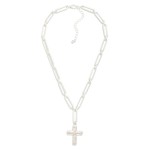 Wholesale matte Metal Paperclip Chain Link Necklace Cross Pendant L Extender L