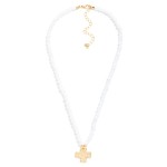Wholesale faceted Beaded Necklace Metal Plus Cross Pendant L Extender L