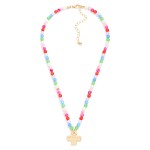 Wholesale faceted Beaded Necklace Metal Plus Cross Pendant L Extender L
