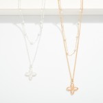Wholesale layered Dainty Chain Link Necklace Pearl Stations Flower Pendant L