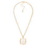 Wholesale chain Link Necklace Two Square Pendant D Bee Detail L Extender L