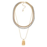 Wholesale layered Multi Link Chain Link Necklace Brushed Metal Pendant L