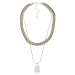 Wholesale layered Multi Link Chain Link Necklace Brushed Metal Pendant L