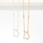 Wholesale chain Link Necklace Rhinestone Georgia State Outline Pendant L Extende
