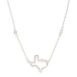 Wholesale chain Link Necklace Rhinestone Studded Texas State Outline Pendant L E