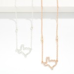 Wholesale chain Link Necklace Rhinestone Studded Texas State Outline Pendant L E