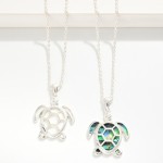 Wholesale twisted Metal Chain Link Necklace Metal Shell Turtle Pendant L Extende