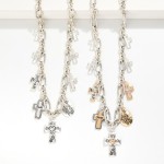 Wholesale twisted Metal Link Chain Link Necklace Engraved Cross Charms L Extende