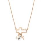 Wholesale chain Link Necklace Hammered Metal Hollow Cross Pendant Faith Pearl Ch