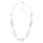 Wholesale hammered Metal Horsebit Chain Link Necklace Rhinestone Details L Exten
