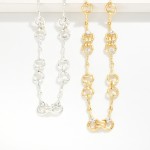 Wholesale hammered Metal Horsebit Chain Link Necklace Rhinestone Details L Exten