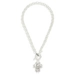 Wholesale double Link Chain Link Necklace Metal Cross Pendant Studded Edge L