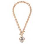 Wholesale double Link Chain Link Necklace Metal Cross Pendant Studded Edge L