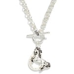 Wholesale double Link Chain Link Necklace Metal Horse Horseshoe Pendant Toggle C