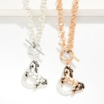 Wholesale double Link Chain Link Necklace Metal Horse Horseshoe Pendant Toggle C