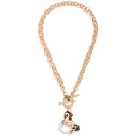 Wholesale double Link Chain Link Necklace Metal Horse Horseshoe Pendant Toggle C