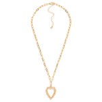 Wholesale metal Paperclip Chain Link Necklace Hollow Heart Pendant L Extender L