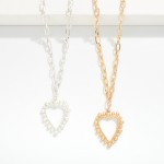 Wholesale metal Paperclip Chain Link Necklace Hollow Heart Pendant L Extender L