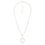 Wholesale metal Paperclip Chain Link Necklace Hollow Heart Pendant L Extender L